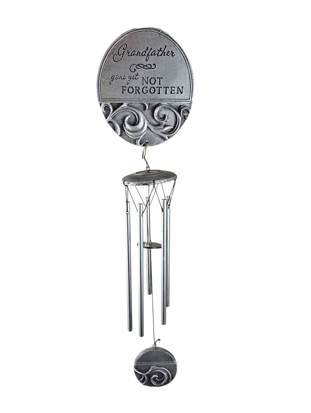 Carson Memorial Windchime Grandfather -Silver "Gone Yet Not Forgotten" -Outdoor